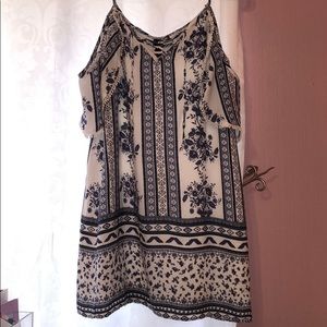 Blue and White Patterned Summer Dress Size Small